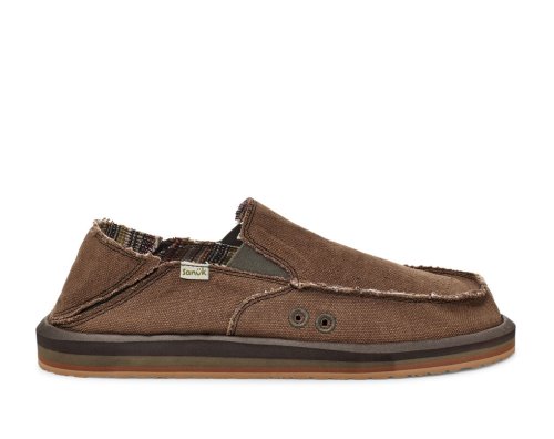 Sanuk Mens Vagabond Soft Top Hemp Collapsible Heel Brown Shoes | VMPNBH069